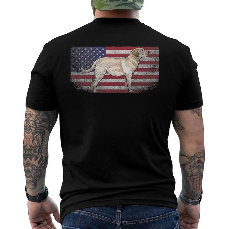 Labrador Retriever Dog 4Th Of July American Flag America Usa Men's Back Print T-shirt