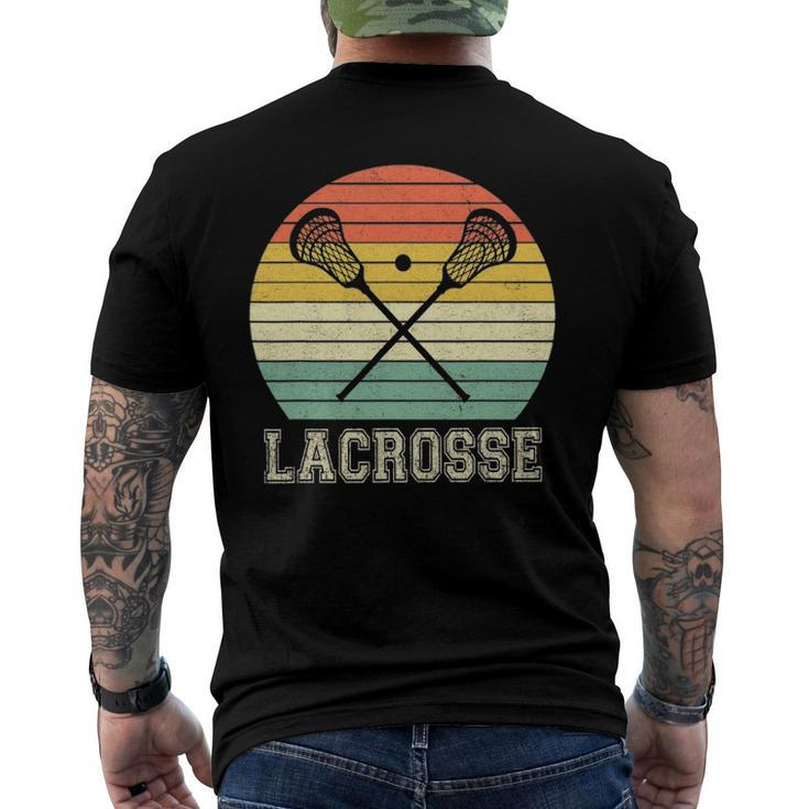 Lacrosse Vintage Retro Lacrosse Stick Sun Men's Back Print T-shirt