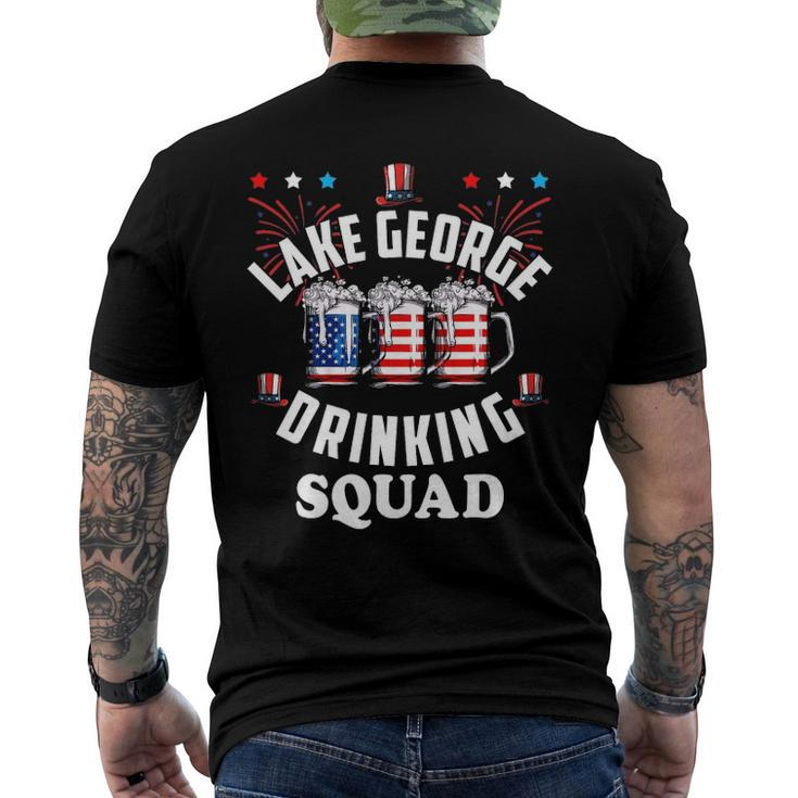 Lake George Drinking Squad 4Th Of July Usa Flag Beer Men's Back Print T-shirt