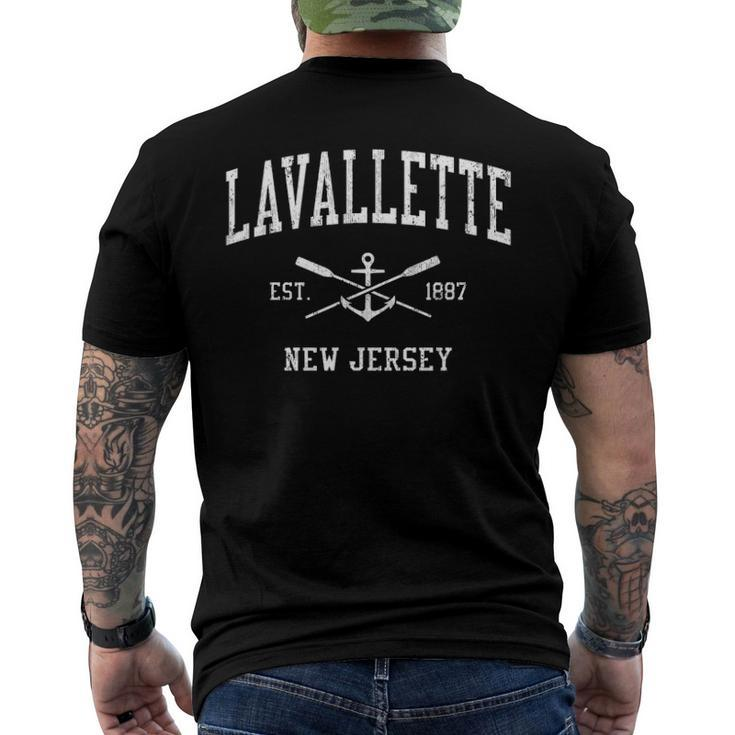 Lavallette Nj Vintage Crossed Oars & Boat Anchor Sports Men's Back Print T-shirt