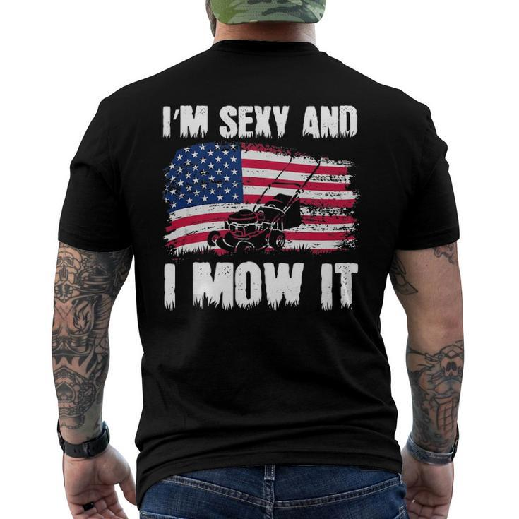 Lawn Mowing Usa Proud Im Sexy And I Mow It Men's Back Print T-shirt