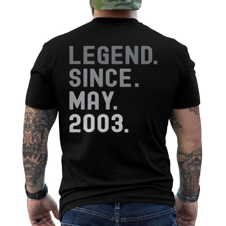 Legend Since May 2003  19 Years Old 19Th Birthday Gifts Men's Crewneck Short Sleeve Back Print T-shirt