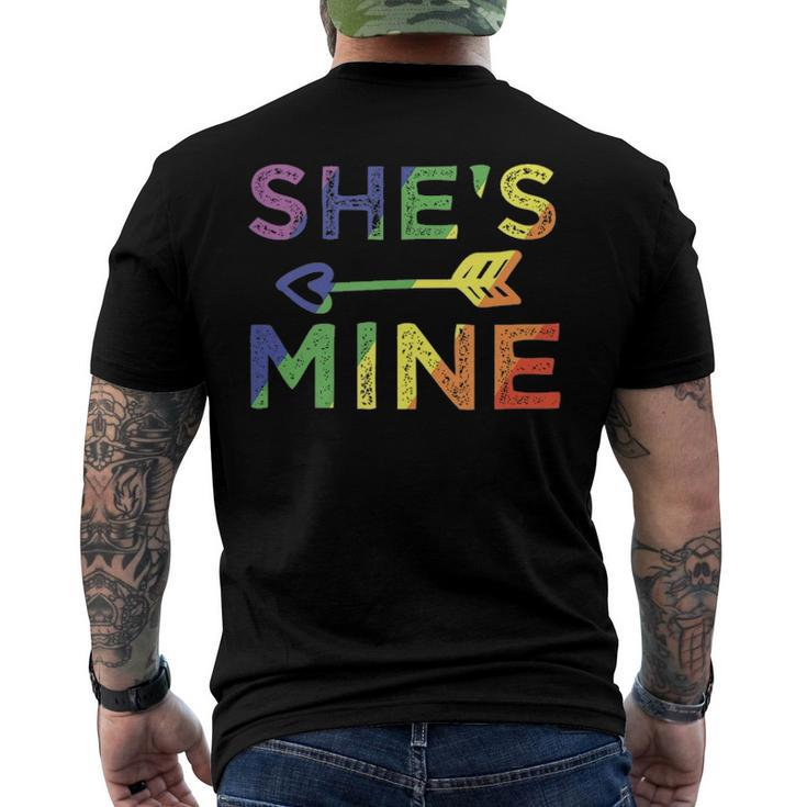 Lesbian Couple Shes Mine Im Hers Matching Lgbt Pride Men's Back Print T-shirt