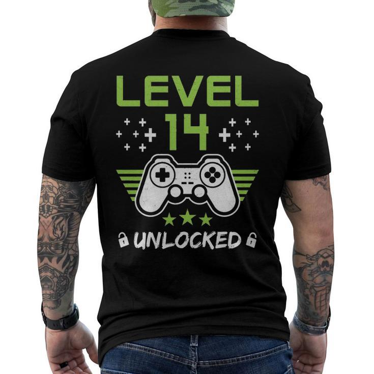 Level 14 Unlocked 14Th Birthday Men's Back Print T-shirt