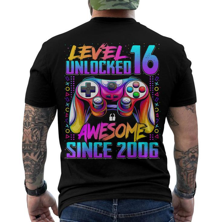 Level 16 Unlocked Awesome Since 2006 16Th Birthday Gaming Men's T-shirt Back Print