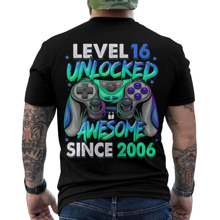 Level 16 Unlocked Awesome Since 2006 16Th Birthday Gaming V2 Men's T-shirt Back Print