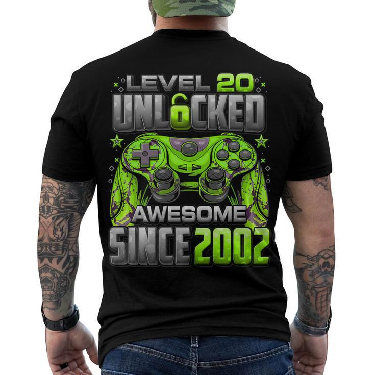 Level 20 Unlocked Awesome Since 2002 20Th Birthday Gaming V2 Men's T-shirt Back Print