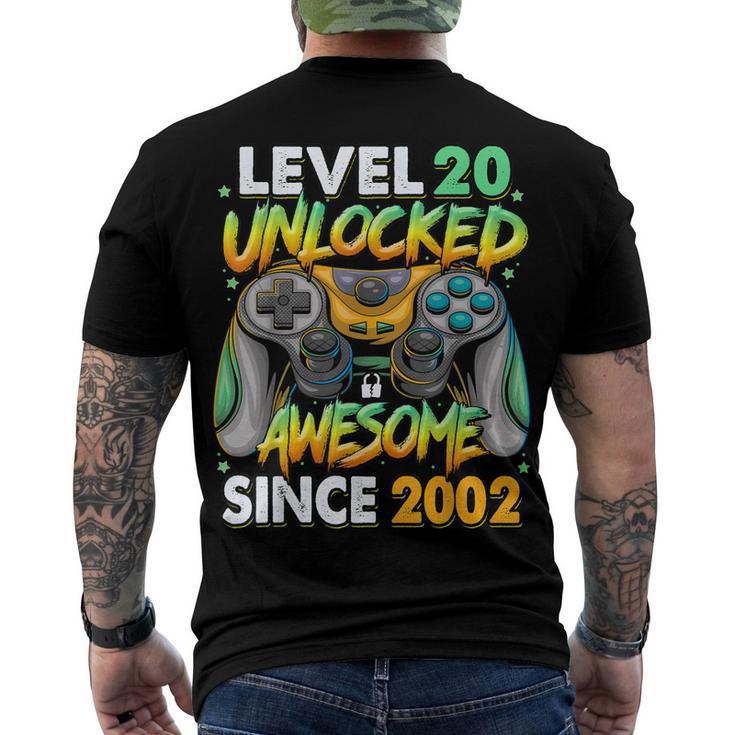 Level 20 Unlocked Awesome Since 2002 20Th Birthday Gaming V3 Men's T-shirt Back Print