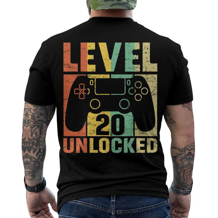 Level 20 Unlocked Video Game 20Th Birthday Retro Men's T-shirt Back Print