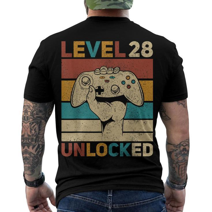 Level 28 Unlocked 28Th Birthday 28 Years Old Gamer Women Men Men's T-shirt Back Print