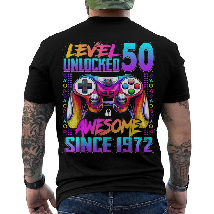 Level 50 Unlocked Awesome Since 1972 50Th Birthday Gaming Men's T-shirt Back Print