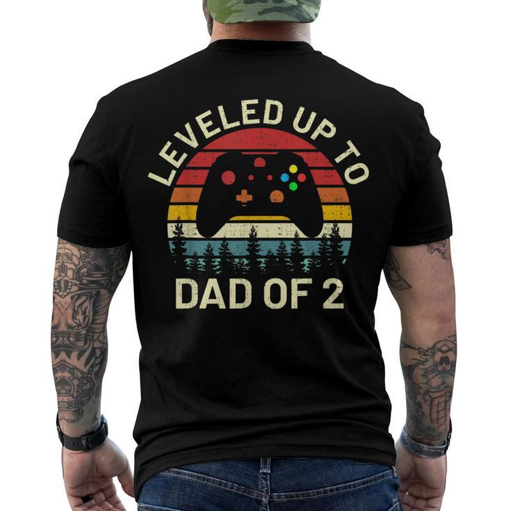 Leveled Up To Dad Of 2 Video Gamers Gaming Two Daddy Men's T-shirt Back Print