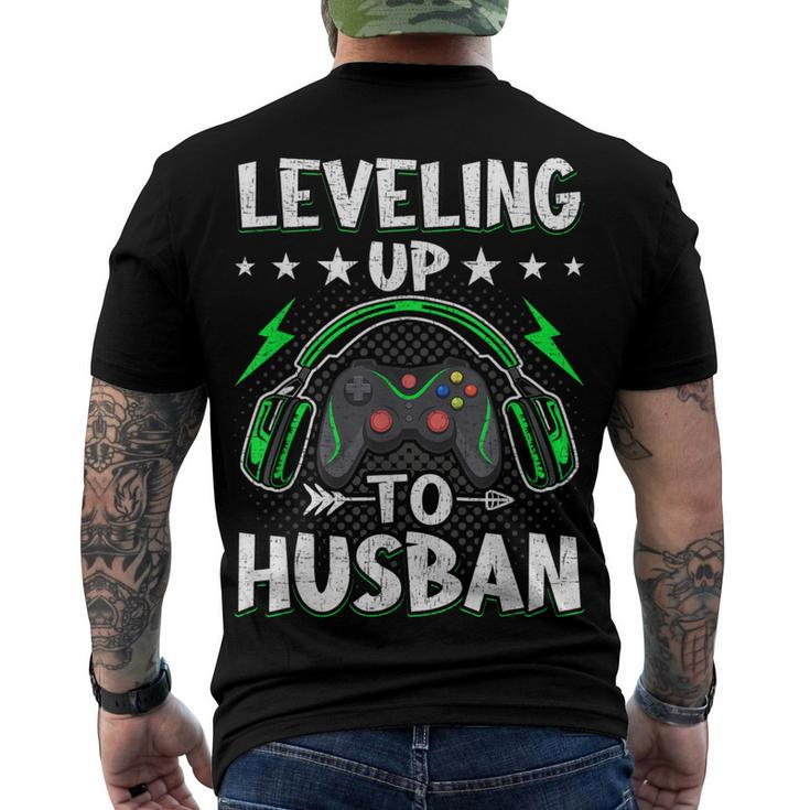 Leveling Up To Husban Husband Video Gamer Gaming Men's T-shirt Back Print