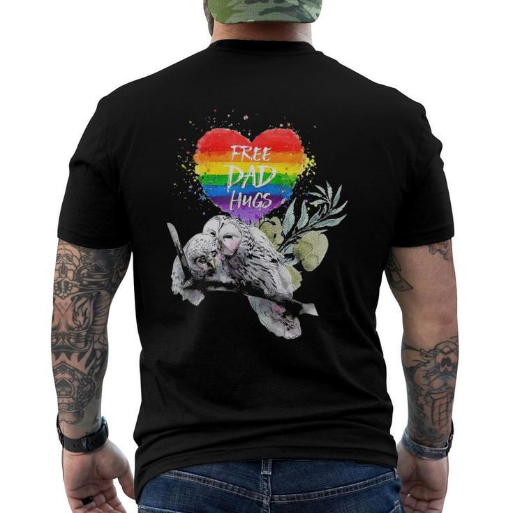 Lgbt Pride Daddy Owl Rainbow Free Dad Hugs Fathers Day Men's Back Print T-shirt