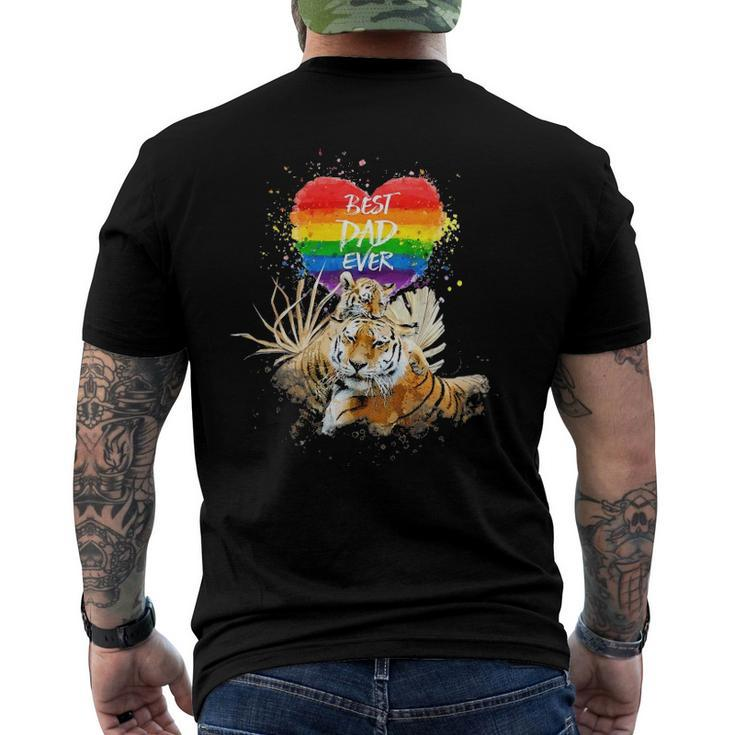 Lgbt Pride Daddy Tiger Rainbow Best Dad Ever Fathers Day Men's Back Print T-shirt
