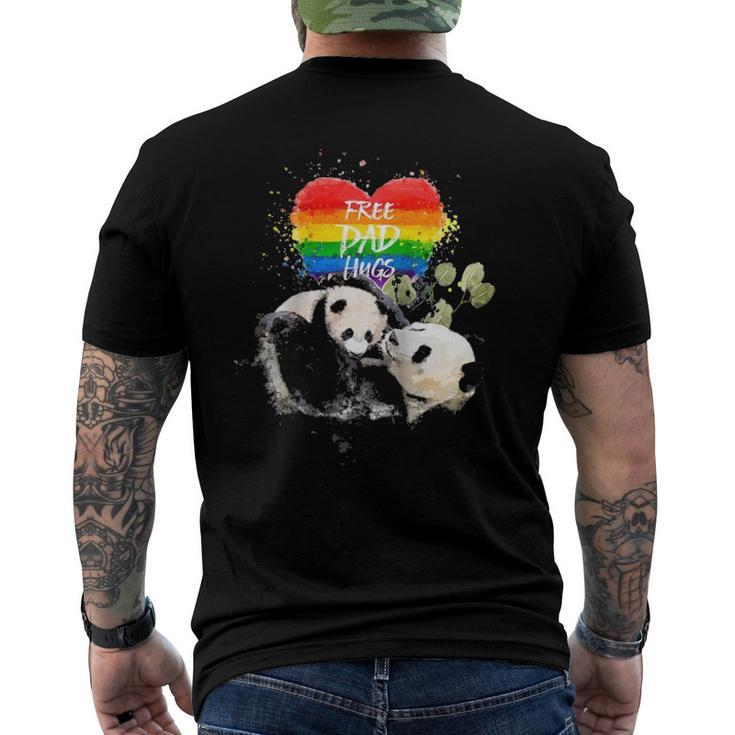 Lgbt Pride Papa Panda Bear Free Dad Hugs Fathers Day Love Raglan Baseball Tee Men's Back Print T-shirt