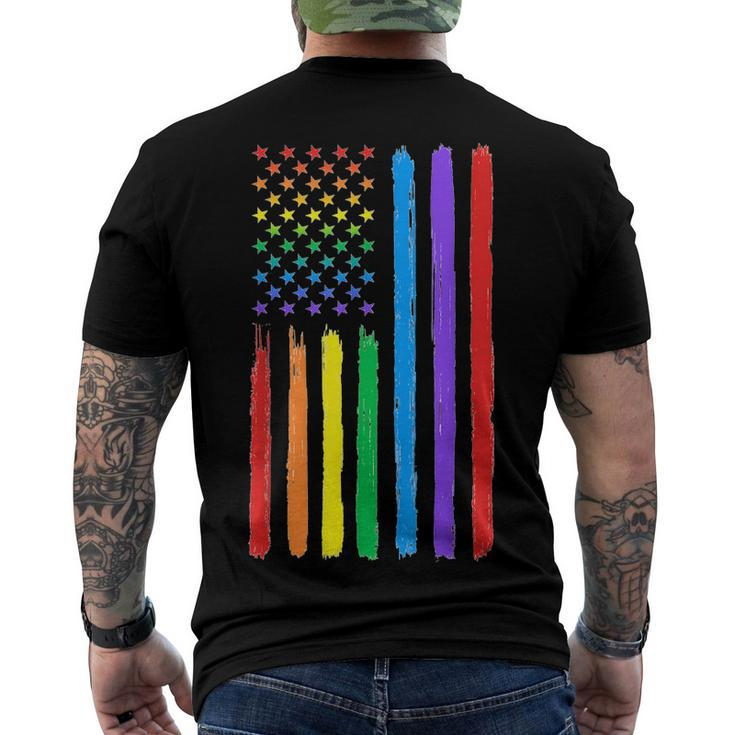 Lgbtq American Flag Pride Rainbow Gay Lesbian Bi Transgender Men's Back Print T-shirt