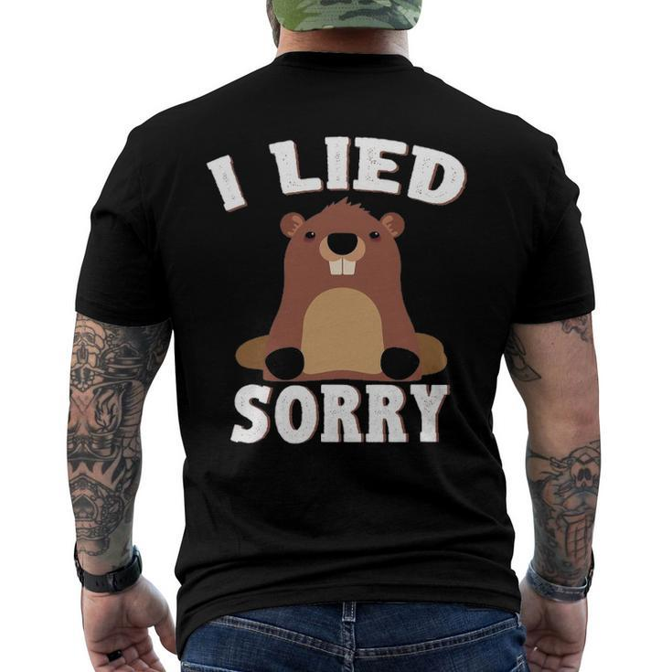 I Lied Sorry Groundhog Day Brown Pig Men's Back Print T-shirt