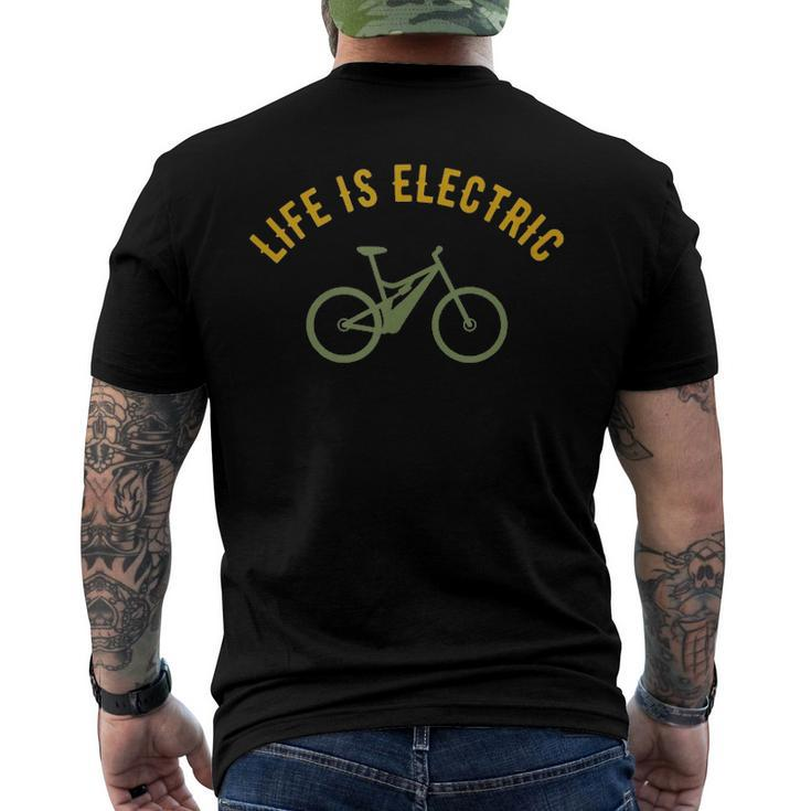 Life Is Electric E-Bike Cycling Lovers Men's Back Print T-shirt