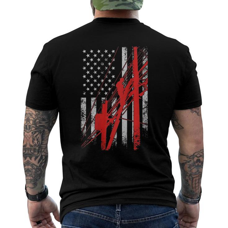 Lineman - Usa Flag Printed On Back Men's Back Print T-shirt