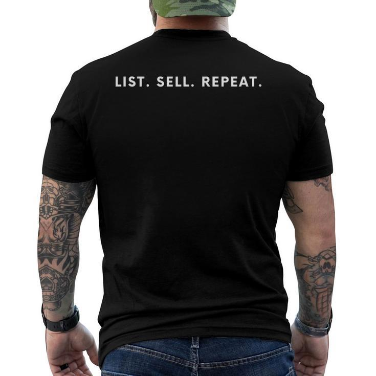 List Sell Repeat Real Estate Agents Men's Back Print T-shirt