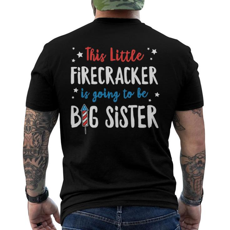 Little Firecracker Pregnancy Announcement 4Th Of July Girls Men's Back Print T-shirt