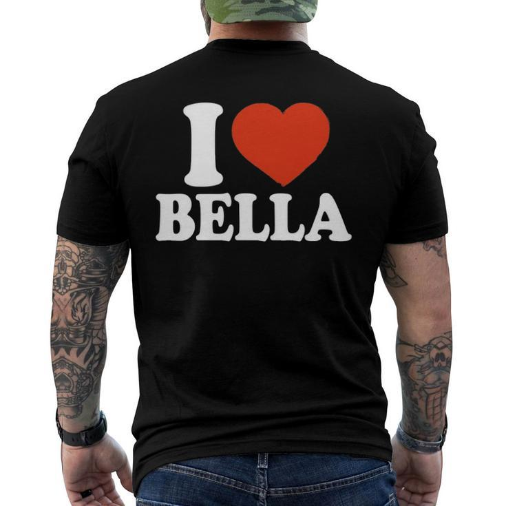 I Love Bella I Heart Bella Red Heart Valentine Men's Back Print T-shirt