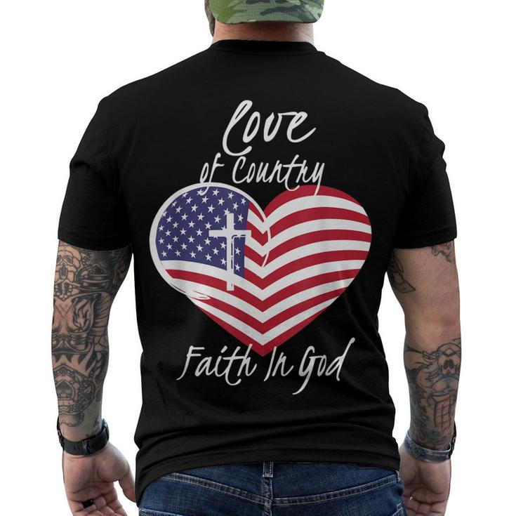 Love Of Country Faith In God Christian 4Th Of July Men's T-shirt Back Print