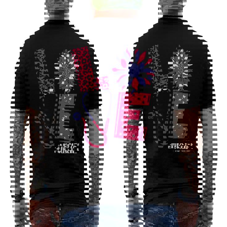 Love Heart Stethoscope Nurse Life 4Th Of July 2022 Women Men's Back Print T-shirt