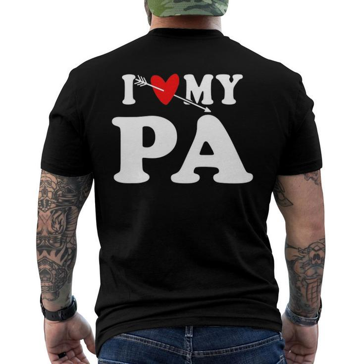 I Love My Pa With Heart Fathers Day Wear For Kid Boy Girl Men's Back Print T-shirt