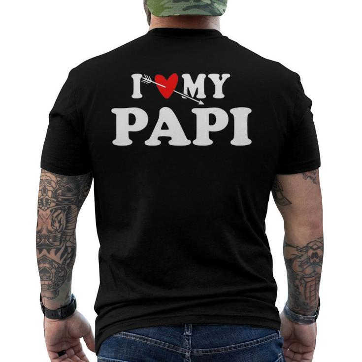 I Love My Papi With Heart Fathers Day Wear For Kids Boy Girl Men's Back Print T-shirt
