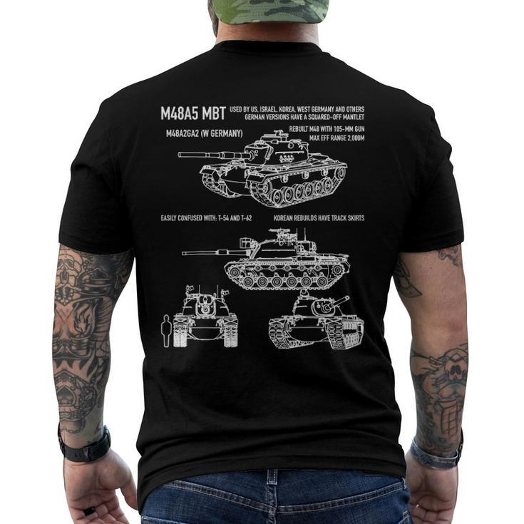 M48 A5 Us Army Patton Tank American Blueprint Men's Back Print T-shirt