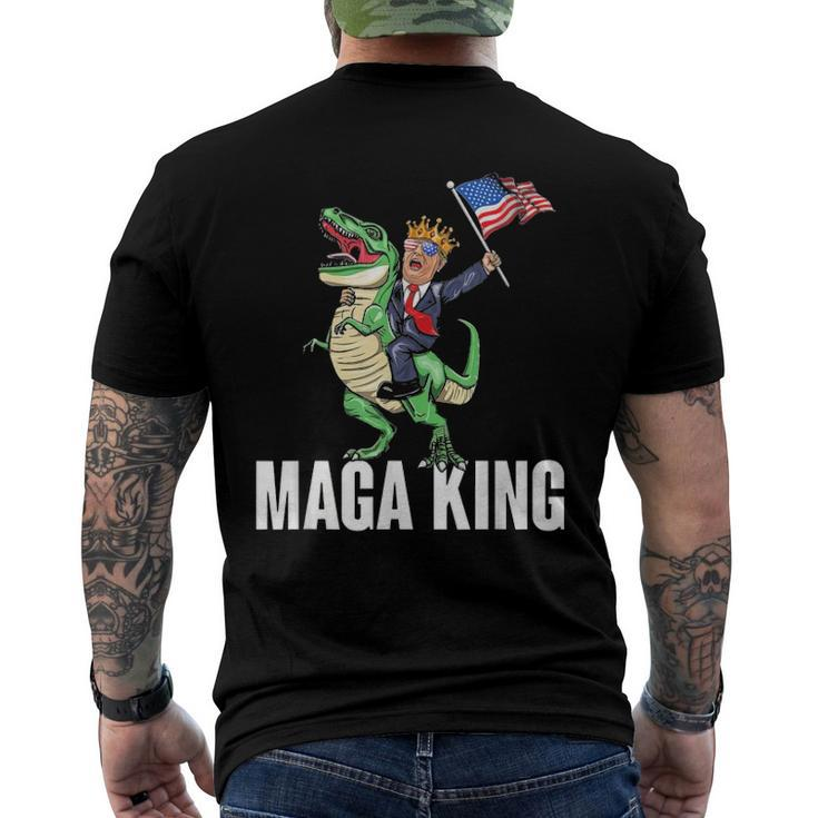 Maga King Trump Riding Dinosaur Men's Back Print T-shirt