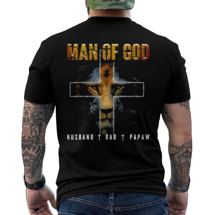 Man Of God Husband Dad Papaw Christian Men's Back Print T-shirt