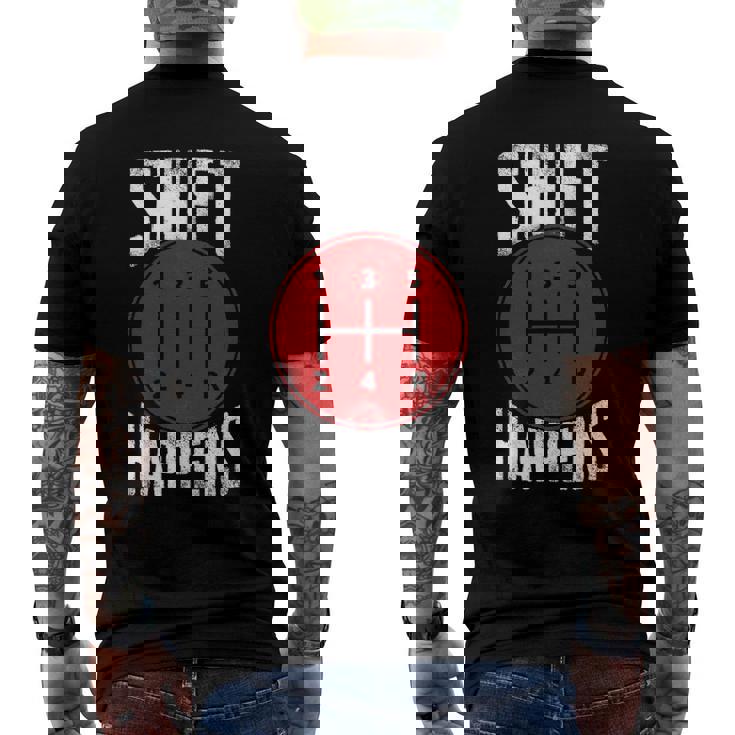 Manual Car Shift Happens Manual Gear Shift Men's Back Print T-shirt