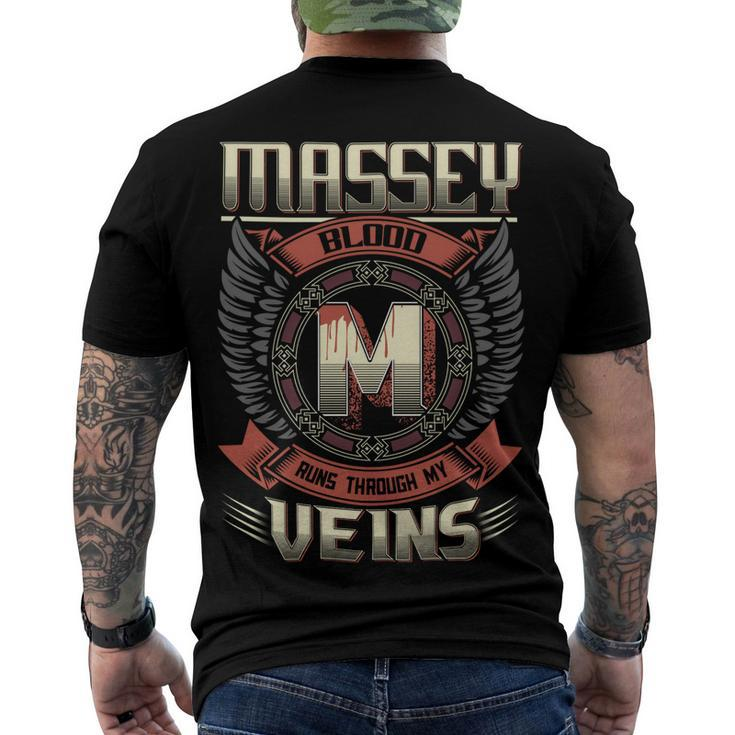 Massey Blood  Run Through My Veins Name Men's Crewneck Short Sleeve Back Print T-shirt