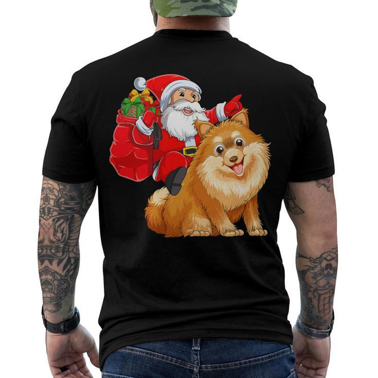 Matching Family Santa Riding Pomeranian Dog Christmas T-Shirt Men's T-shirt Back Print
