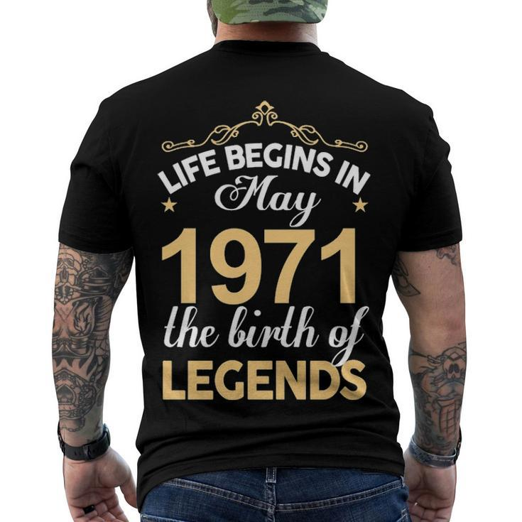 May 1971 Birthday Life Begins In May 1971 V2 Men's T-Shirt Back Print