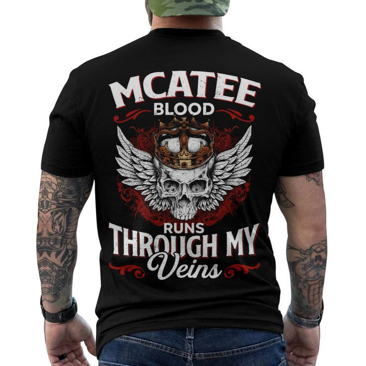 Mcatee Blood Runs Through My Veins Name Men's Crewneck Short Sleeve Back Print T-shirt