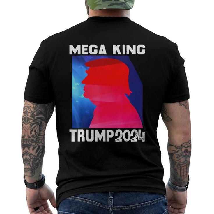 Mega King Usa Flag Proud Ultra Maga Trump 2024 Anti Biden Men's Back Print T-shirt