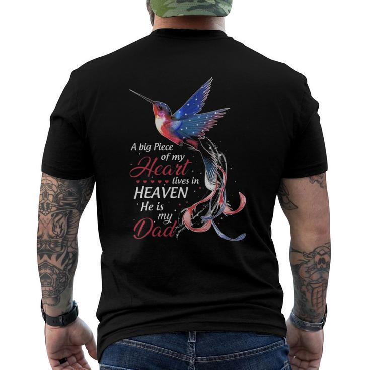 Memorial A Big Piece Of My Heart Lives In Heaven He Is My Dad Hummingbird Men's Back Print T-shirt