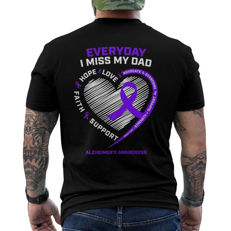 In Memory Dad Purple Alzheimers Awareness Men's Back Print T-shirt