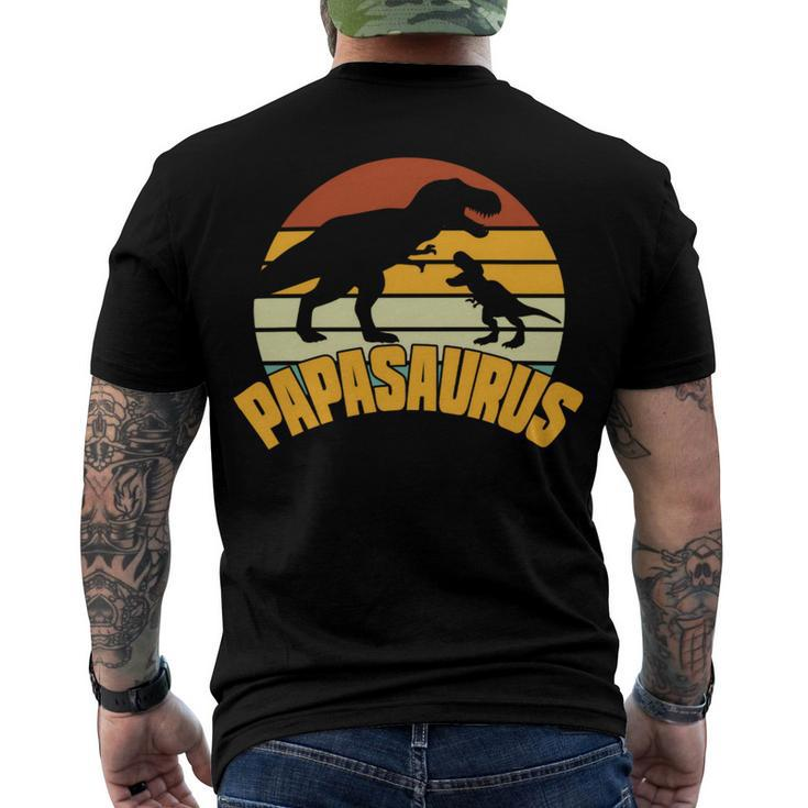 Mens Papasaurus Rex Funny Cute Dinosaur Fathers Day Men's Crewneck Short Sleeve Back Print T-shirt