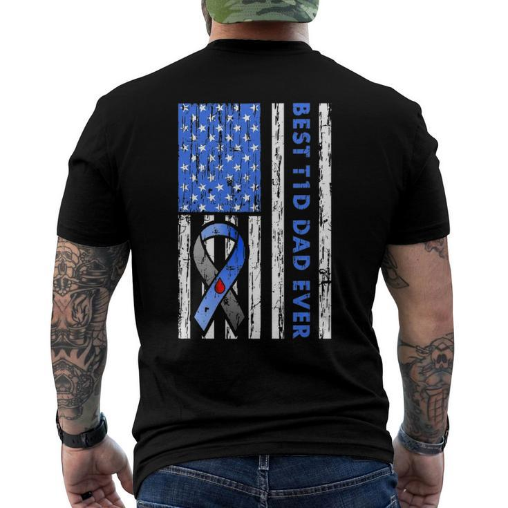Mens T1d Dad Type 1 Diabetes American Flag Fathers Day Gift Idea Men's Crewneck Short Sleeve Back Print T-shirt