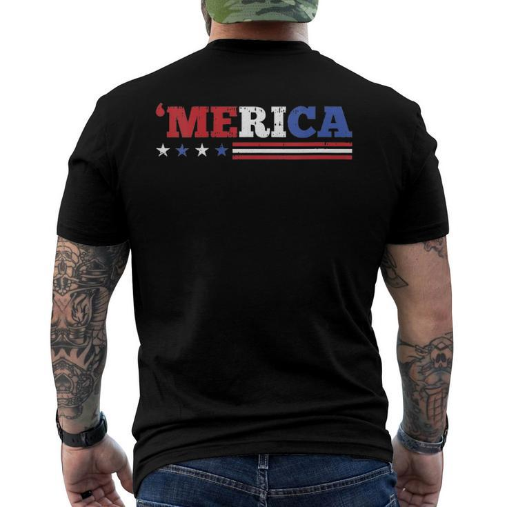 Womens Merica 4Th Of July Independence Day Patriotic American V-Neck Men's Back Print T-shirt