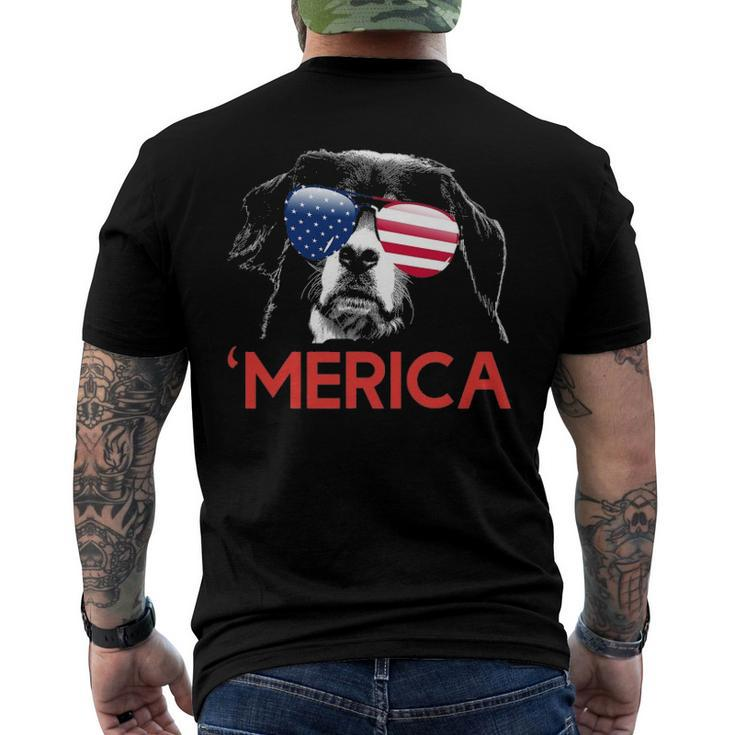 Merica Bernese Mountain Dog American Flag 4Th Of July Men's Back Print T-shirt