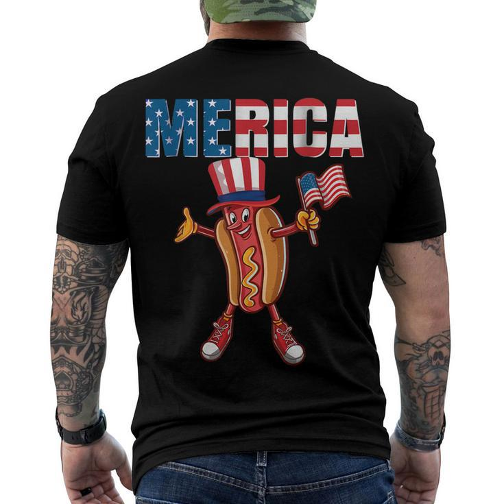 Merica Hot Dog 4Th Of July Dad American Flag And Hotdog Men's T-shirt Back Print
