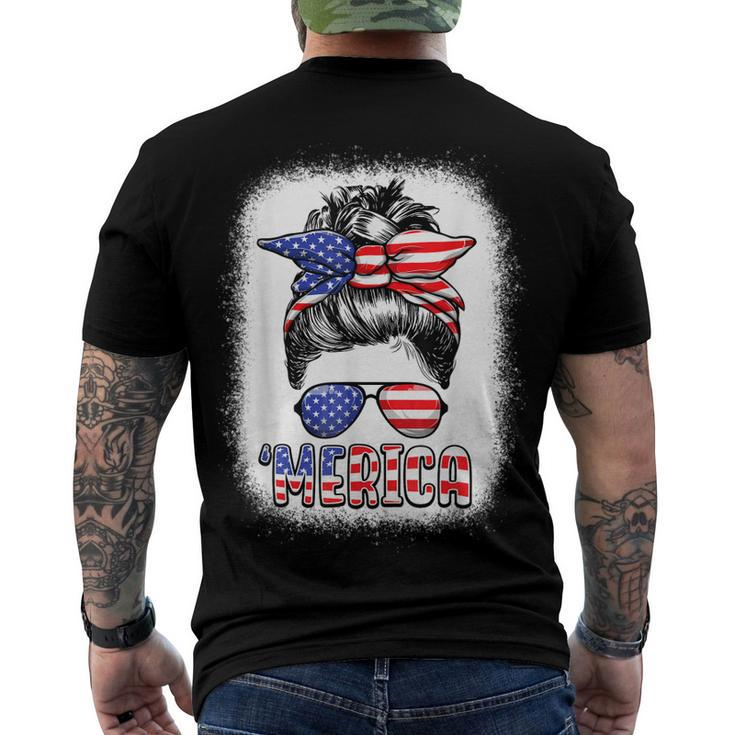 Merica Messy Bun Women Girls American Flag Usa 4Th Of July Men's T-shirt Back Print