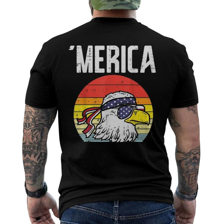 Merica Retro Eagle Bandana American Flag 4Th Of July Fourth Men's Back Print T-shirt