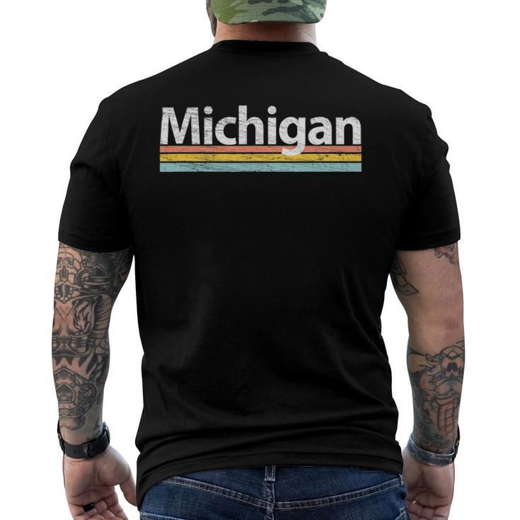 Michigan - Mi Vintage Worn - Retro Stripes Classic Men's Back Print T-shirt